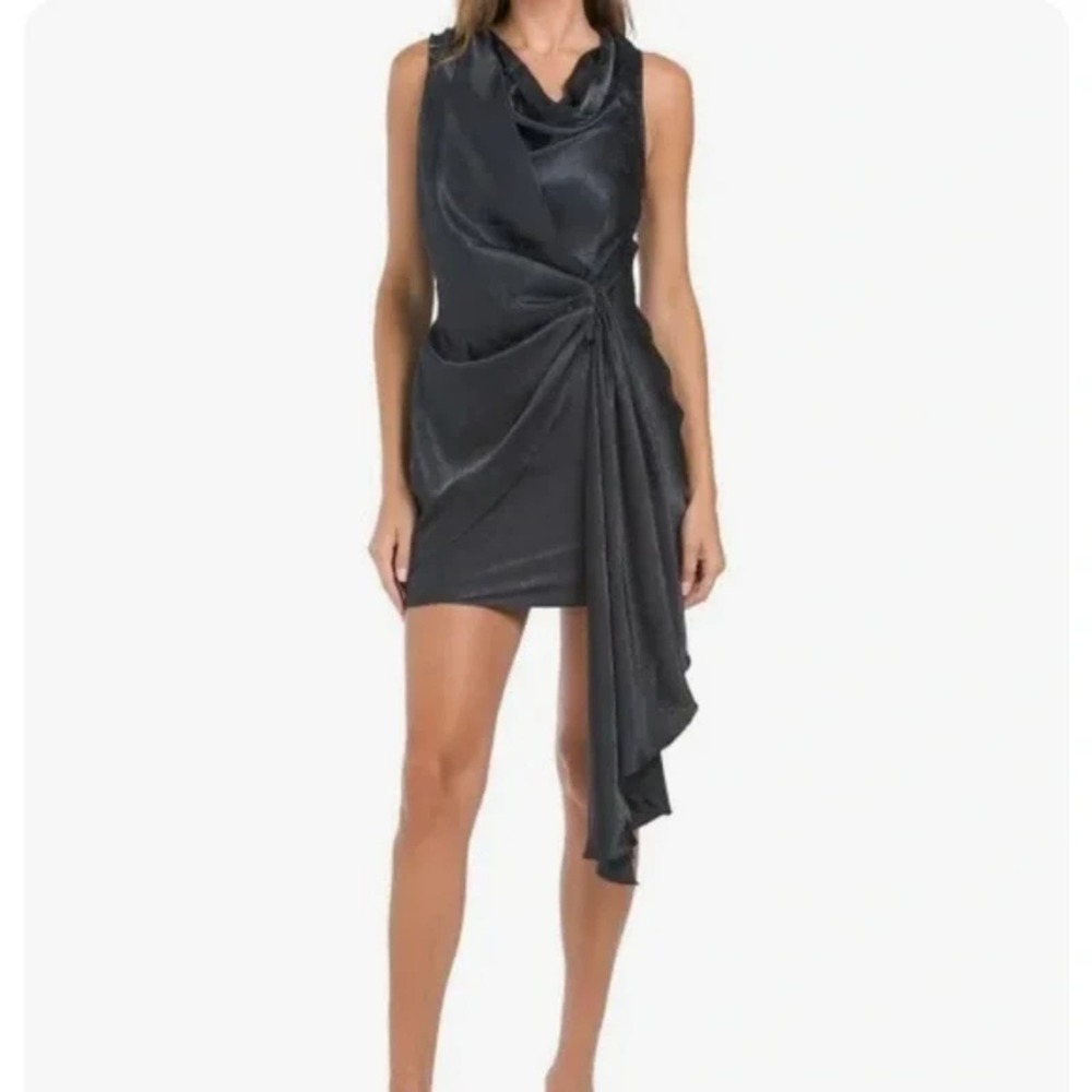 Torn by Ronny Kobo Freya black asymmetrical floral dress size Small and medium